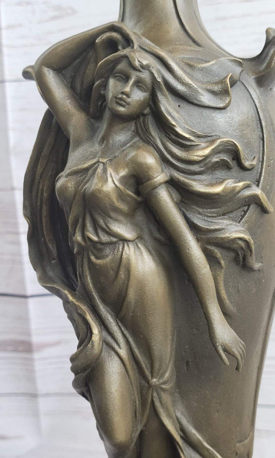Vintage Art Nouveau Bronze Signed Cheret Nymph Goddess Statue Sculpture Gift