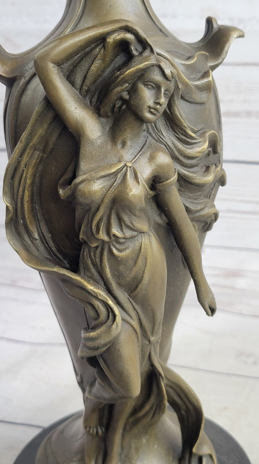 Vintage Art Nouveau Bronze Signed Cheret Nymph Goddess Statue Sculpture Gift