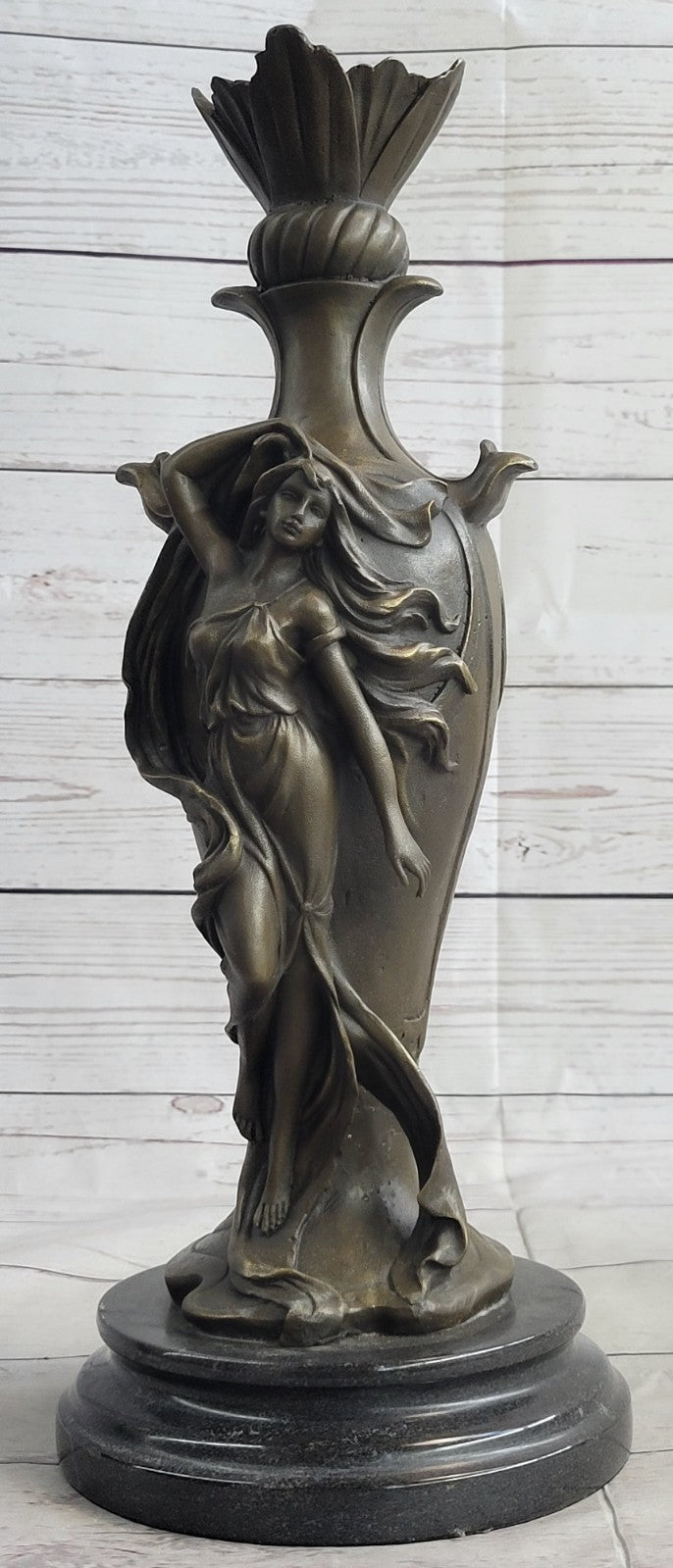 Vintage Art Nouveau Bronze Signed Cheret Nymph Goddess Statue Sculpture Gift
