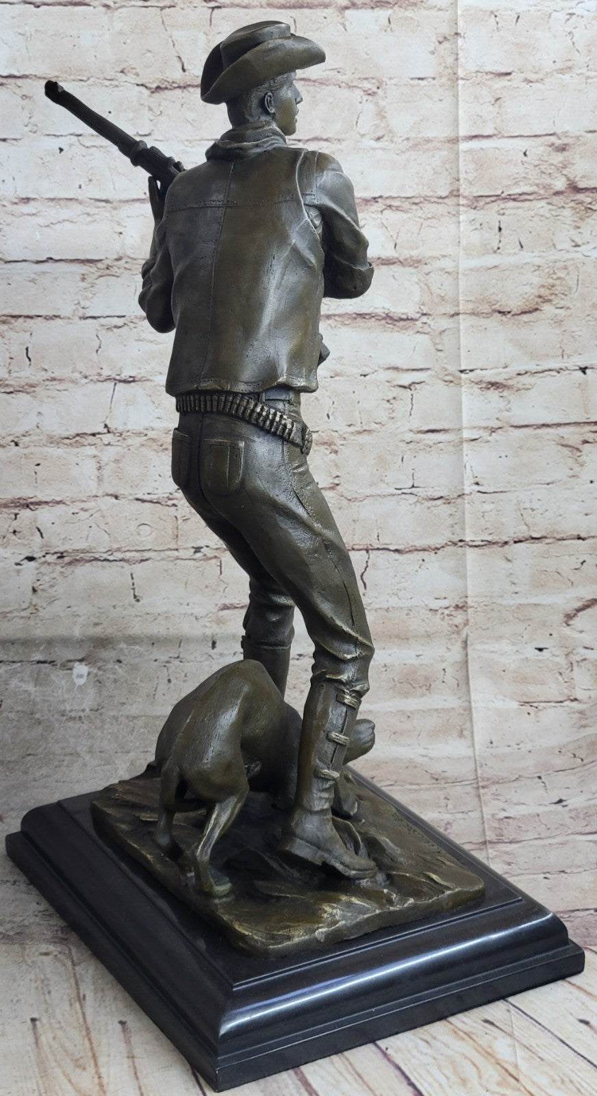 Cowboy Hunter w/Dog Sculpture Figurine Statue Figure Bronze Home Decor Gift
