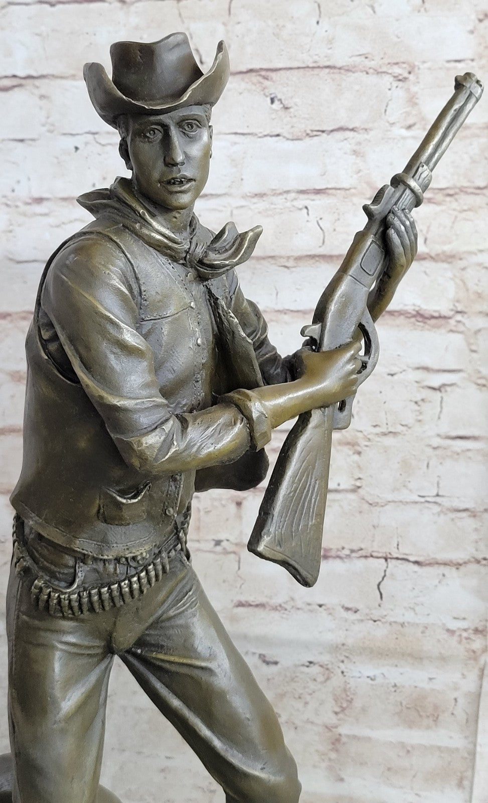 Cowboy Hunter w/Dog Sculpture Figurine Statue Figure Bronze Home Decor Gift