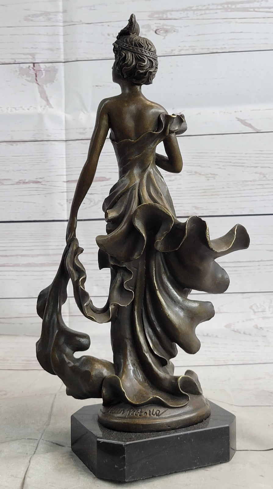 Art Nouveau Inspired: 1920`s Flapper Girl Dancer Bronze Fashion Model Sculpture