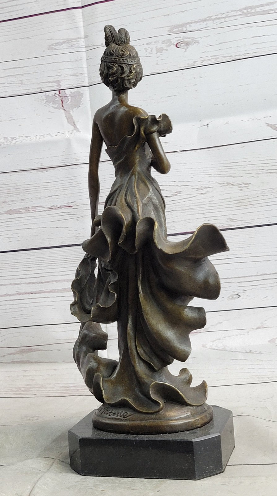 Art Nouveau Inspired: 1920`s Flapper Girl Dancer Bronze Fashion Model Sculpture