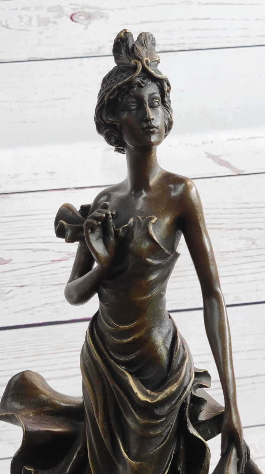 Art Nouveau Inspired: 1920`s Flapper Girl Dancer Bronze Fashion Model Sculpture