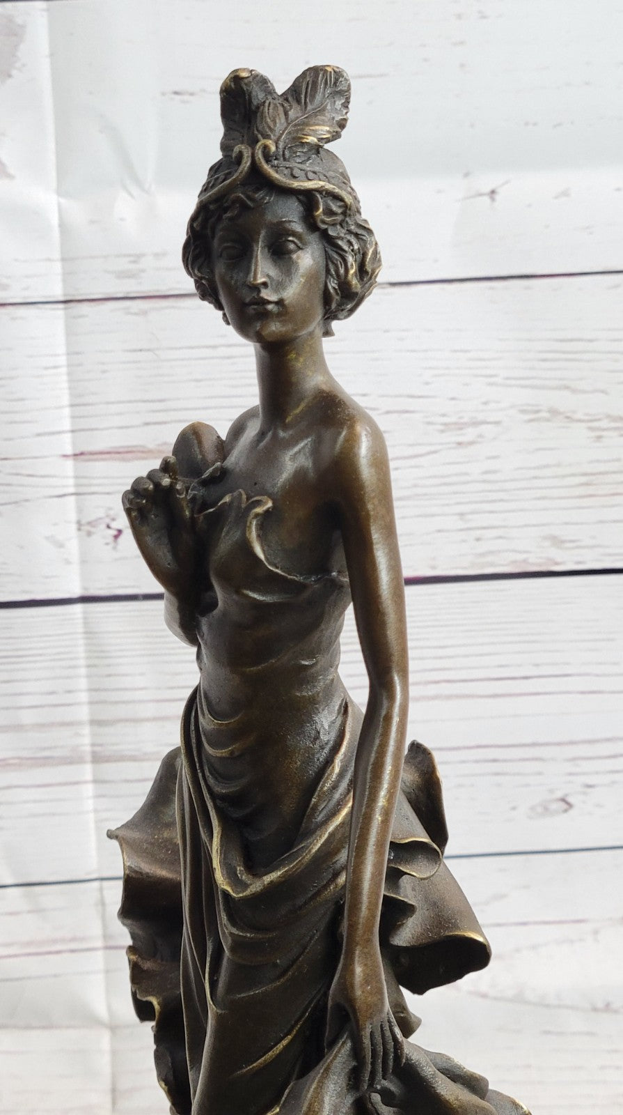 Art Nouveau Inspired: 1920`s Flapper Girl Dancer Bronze Fashion Model Sculpture