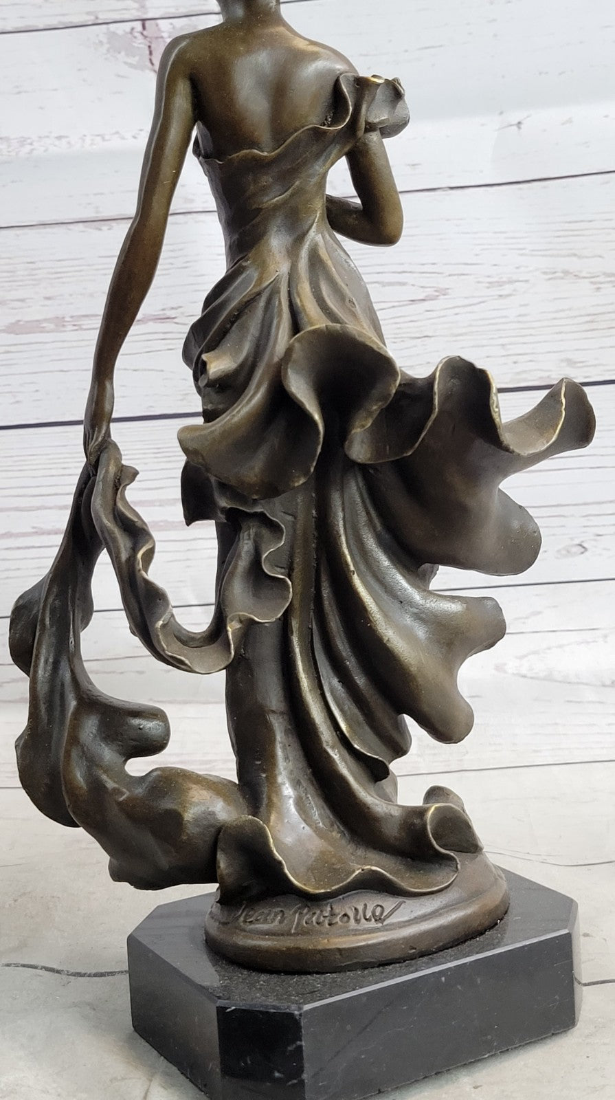 Art Nouveau Inspired: 1920`s Flapper Girl Dancer Bronze Fashion Model Sculpture