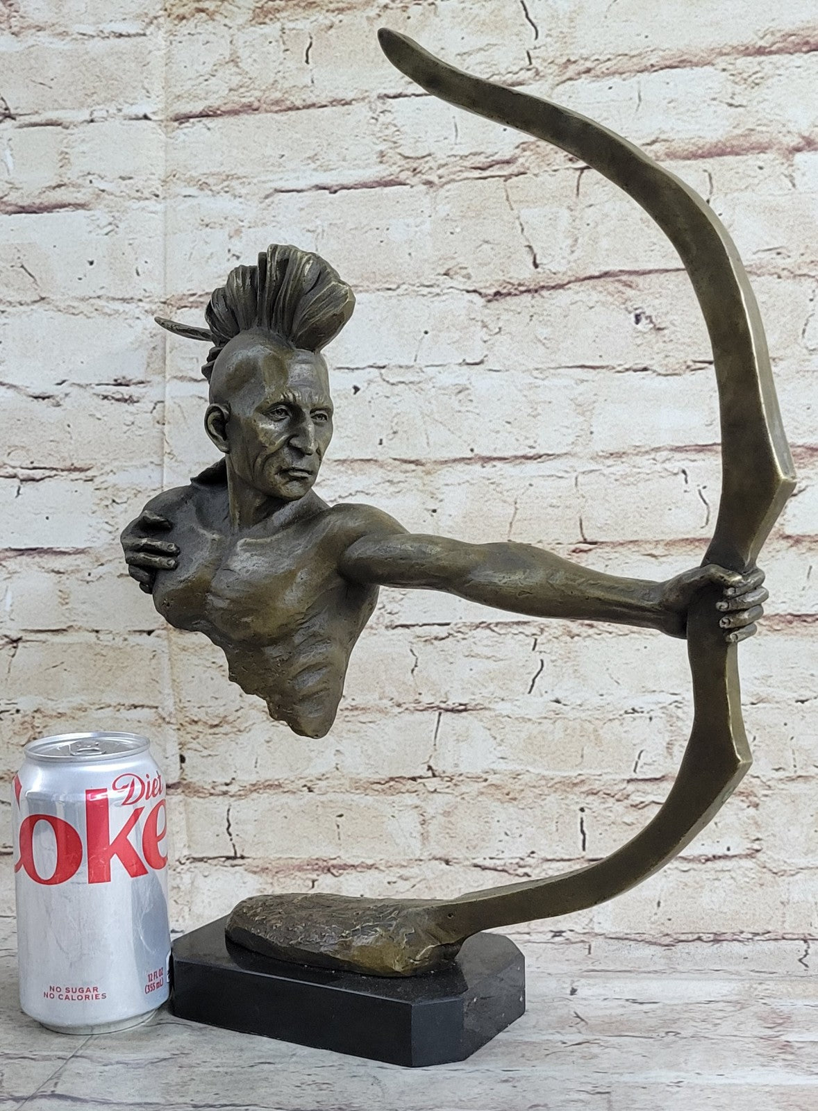 BRONZE MOHAWK CHIEF SCULPTURE STATUE ARROW BOW INDIAN CHIEF SCOUT WARRIOR SALE