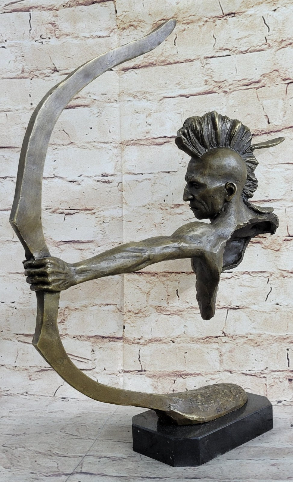 BRONZE MOHAWK CHIEF SCULPTURE STATUE ARROW BOW INDIAN CHIEF SCOUT WARRIOR SALE