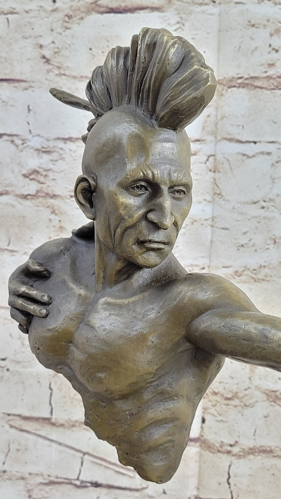 BRONZE MOHAWK CHIEF SCULPTURE STATUE ARROW BOW INDIAN CHIEF SCOUT WARRIOR SALE