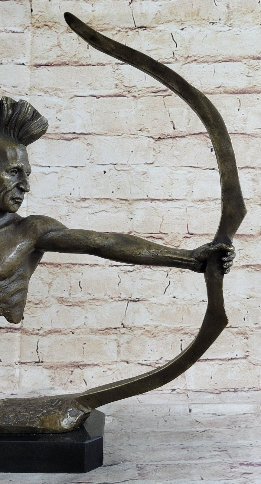 BRONZE MOHAWK CHIEF SCULPTURE STATUE ARROW BOW INDIAN CHIEF SCOUT WARRIOR SALE