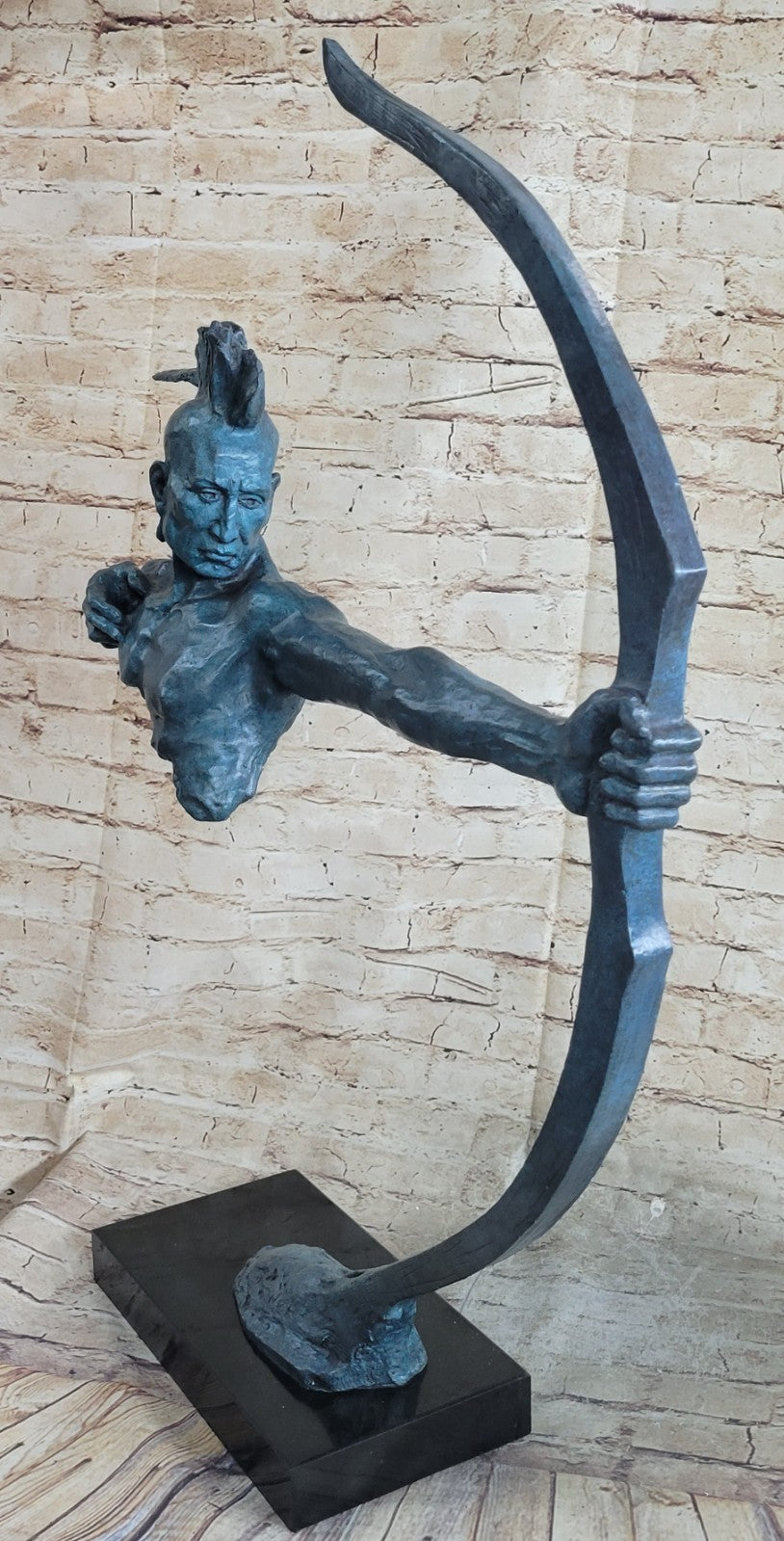 BRONZE INDIAN CHIEF Big Size Warrior ART SCULPTURE SIGN Artwork Comanche SPECIAL