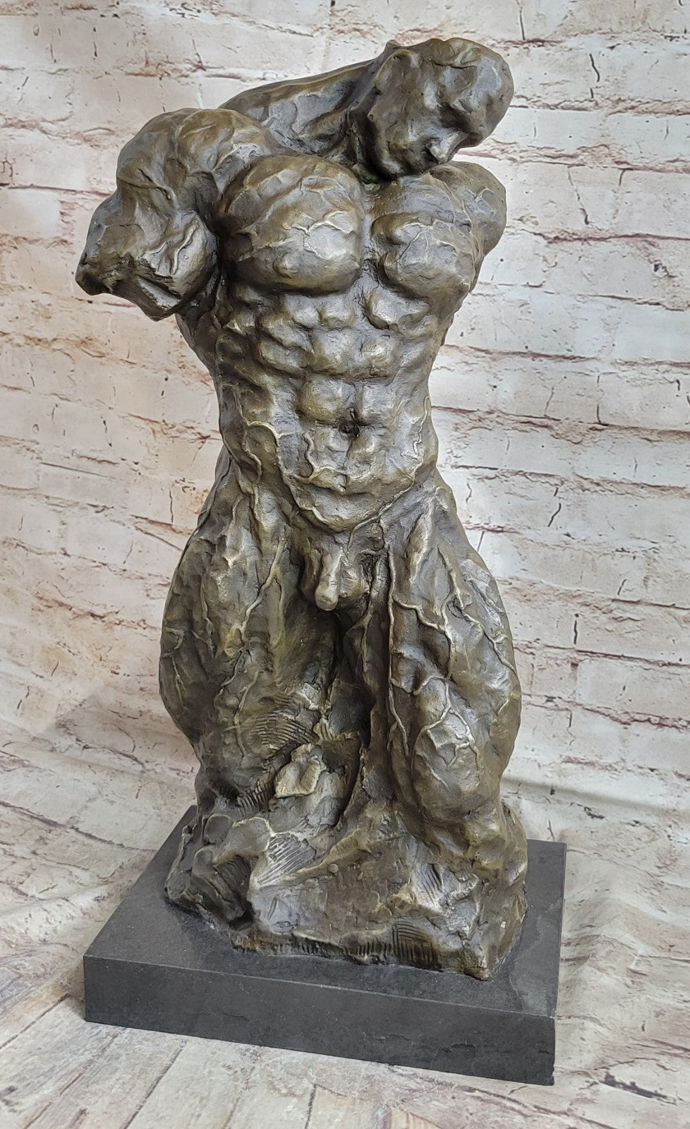 21" 100% Pure Bronze Body Builder Statue Trophy Sculpture Metal Art Male Statue