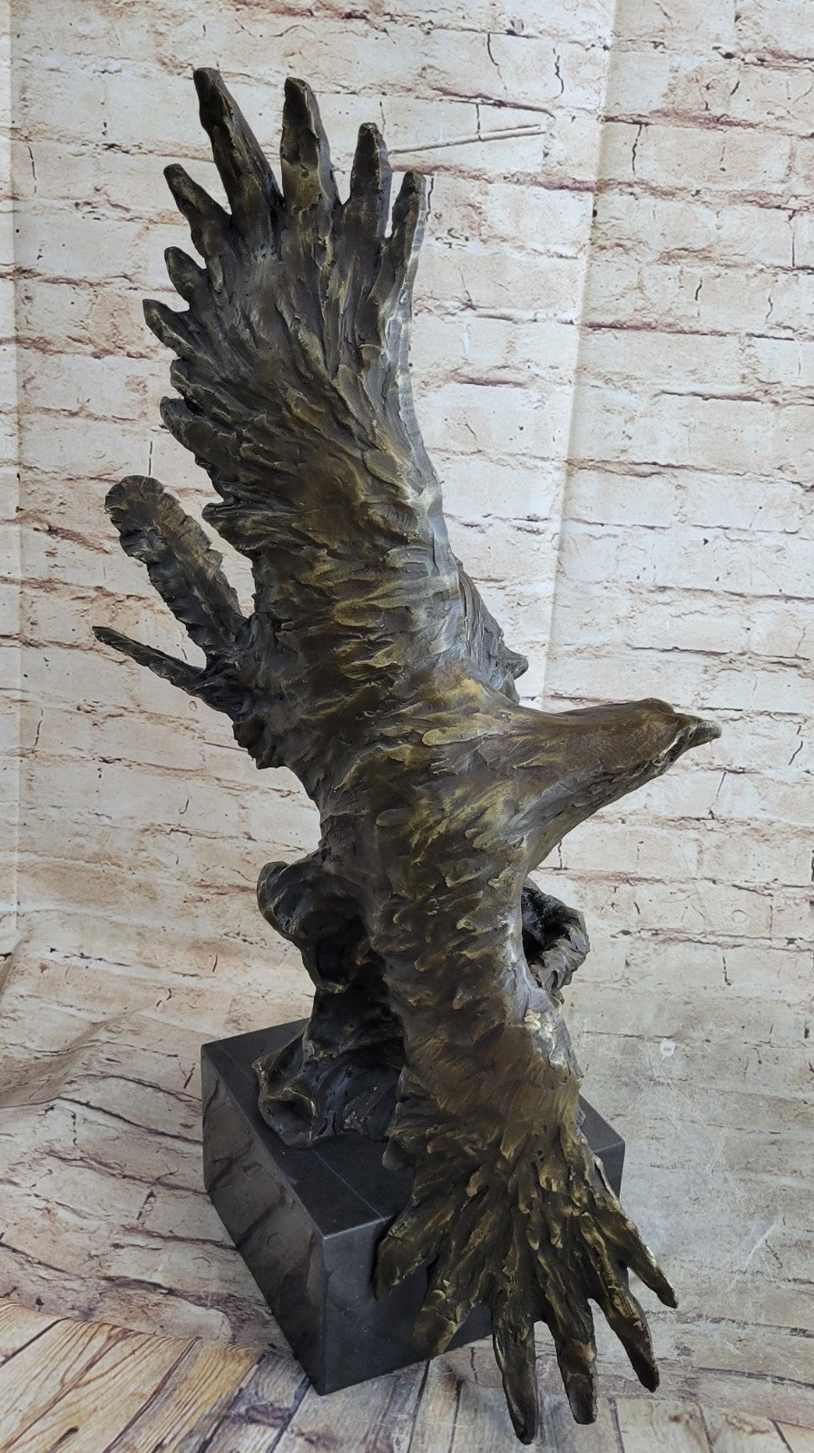 Handcrafted bronze sculpture SALE Bust Eagle Chief Native Indian Marble 26" art