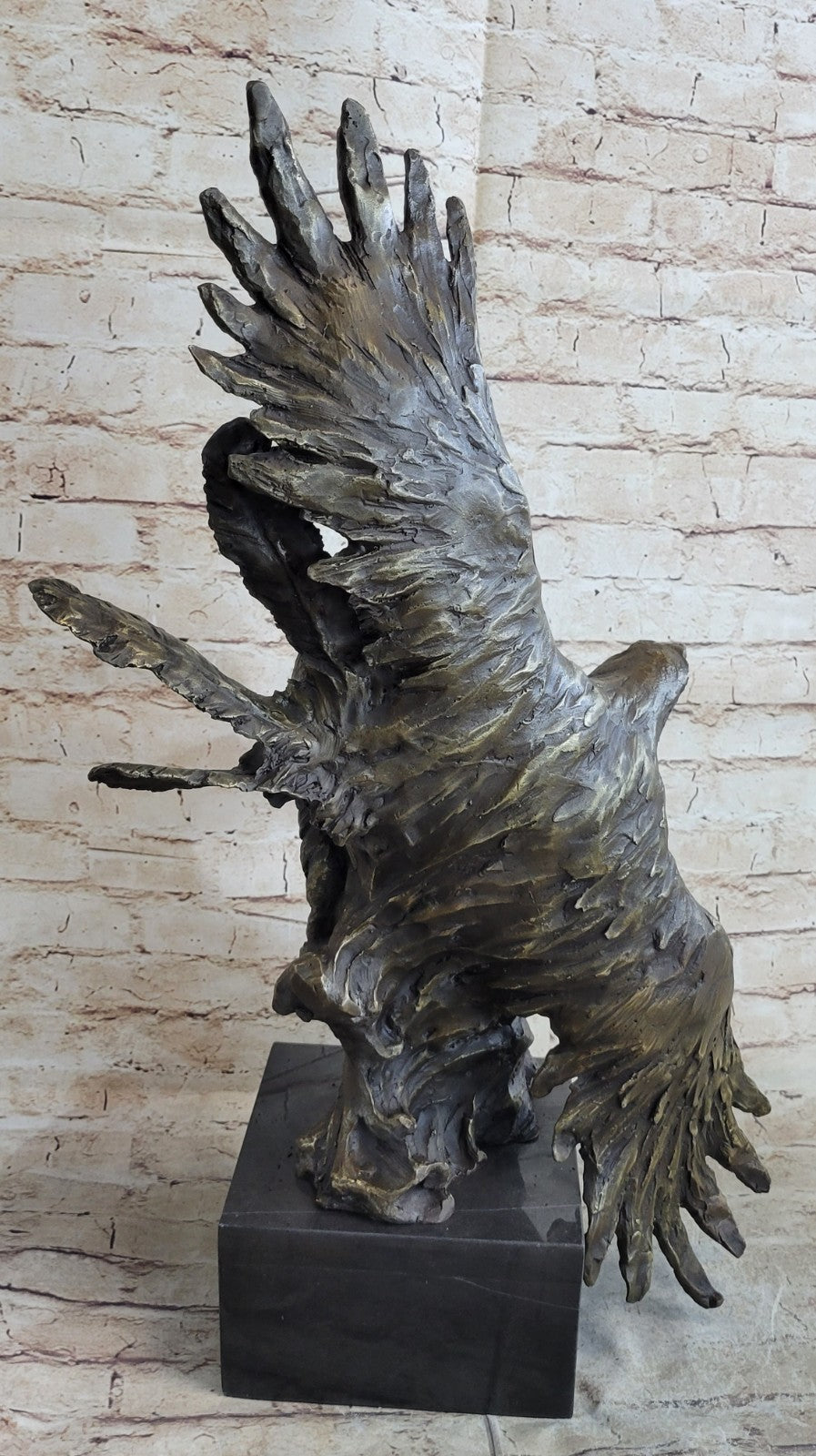 Handcrafted bronze sculpture SALE Bust Eagle Chief Native Indian Marble 26" art