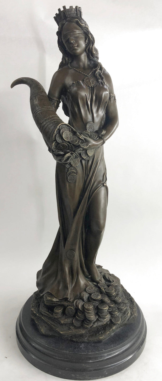 Tyche Luck Fortuna Greek Goddess Statue Sculpture Figurine Solid Bronze 30 inches