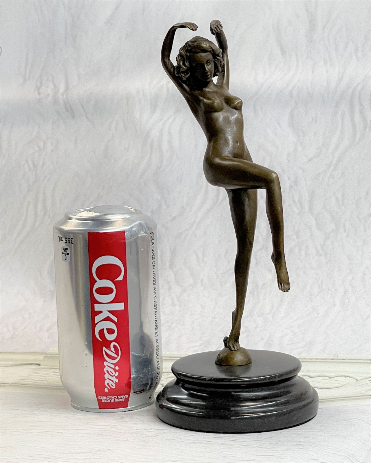 VINTAGE NUDE EROTIC DANCER BRONZE STATUE FIGURE YOGA POSE SCULPTURE MARBLE DECOR