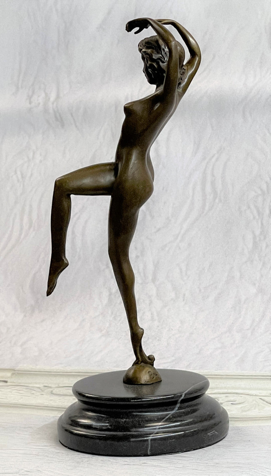VINTAGE NUDE EROTIC DANCER BRONZE STATUE FIGURE YOGA POSE SCULPTURE MARBLE DECOR
