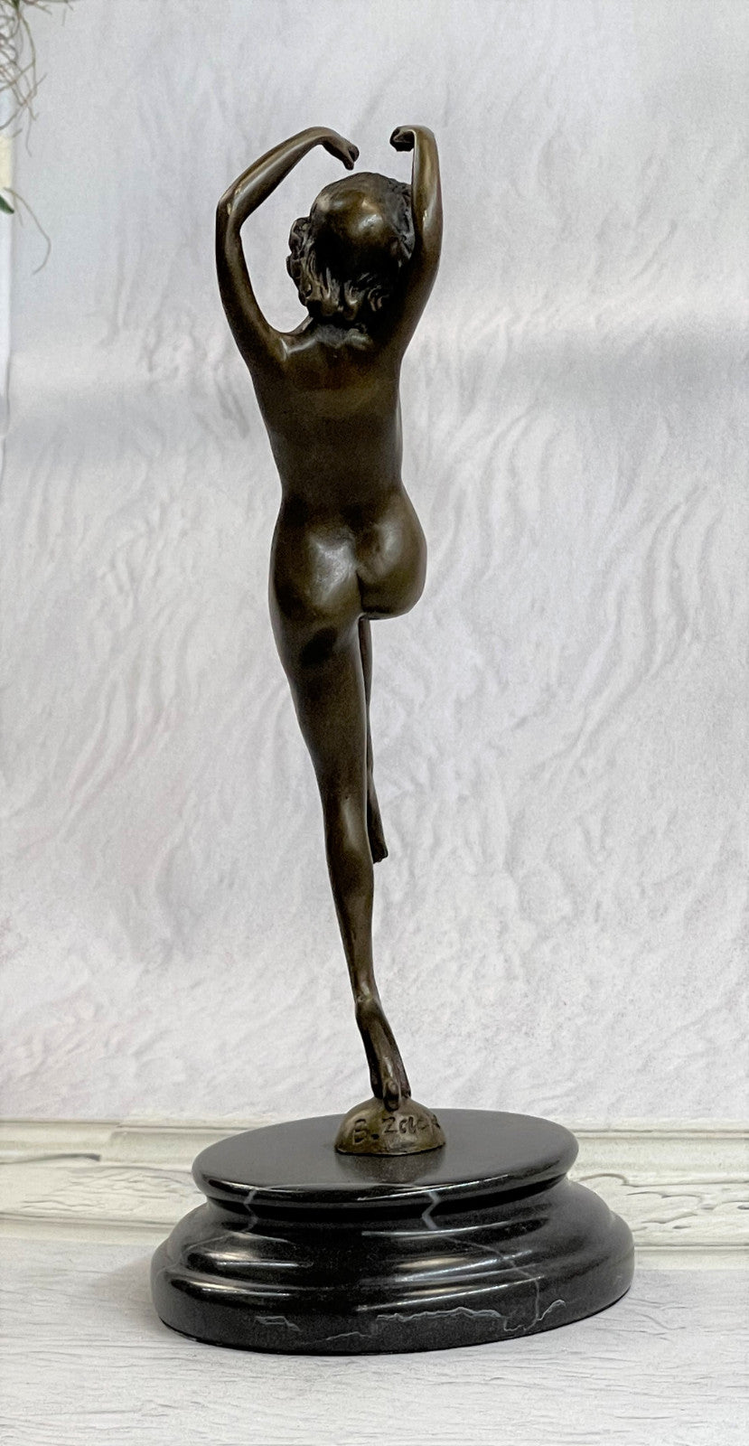 VINTAGE NUDE EROTIC DANCER BRONZE STATUE FIGURE YOGA POSE SCULPTURE MARBLE DECOR