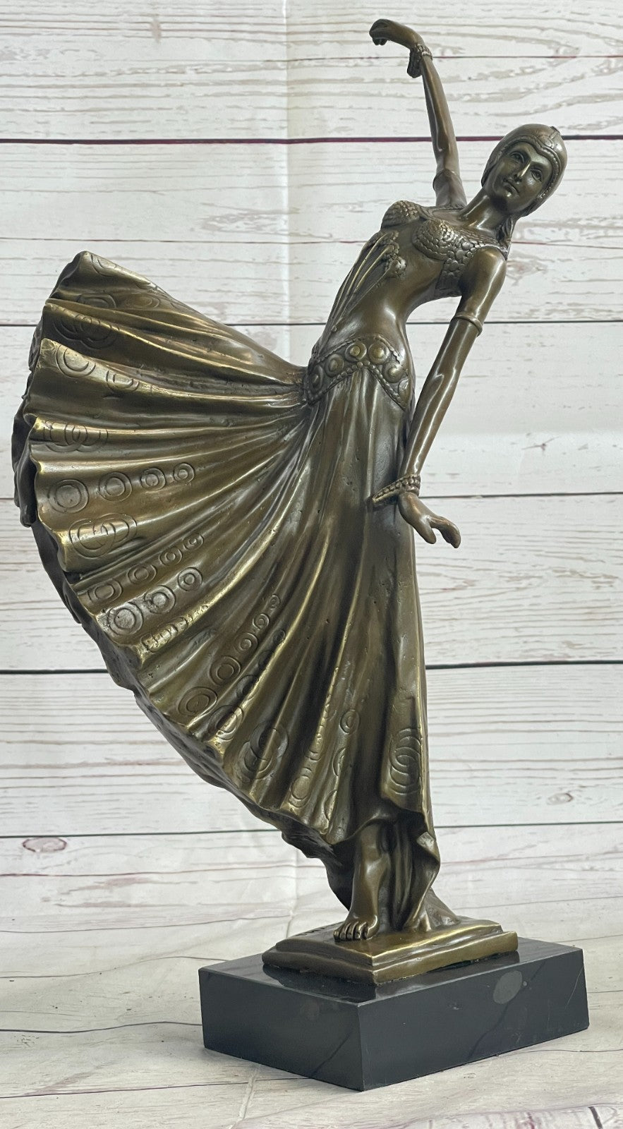 BRONZE SCULPTURE AFTER CHIPARUS CHORUS DANCER SIGNED ART DECOR FIGURINE FIGURE
