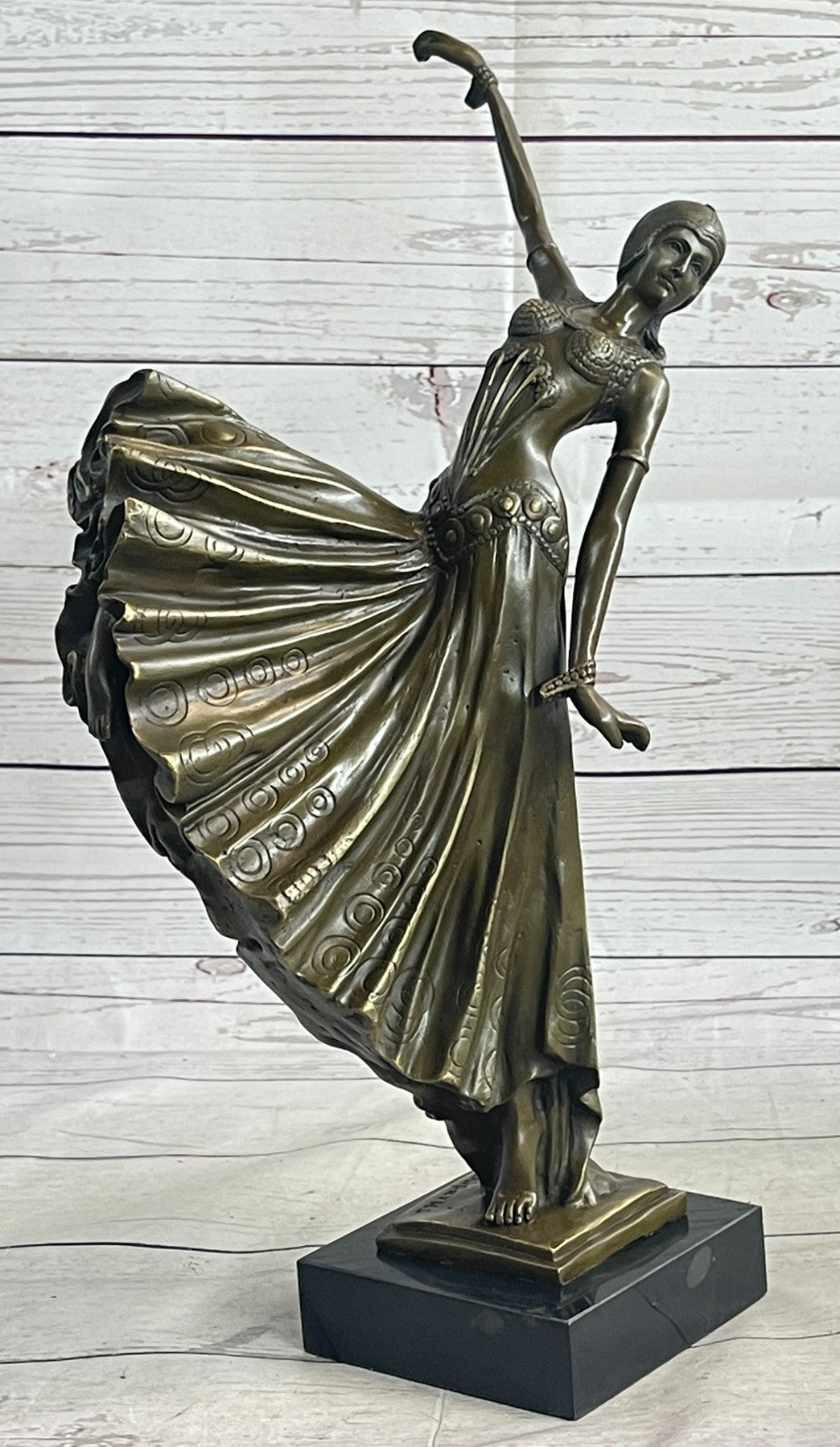 BRONZE SCULPTURE AFTER CHIPARUS CHORUS DANCER SIGNED ART DECOR FIGURINE FIGURE
