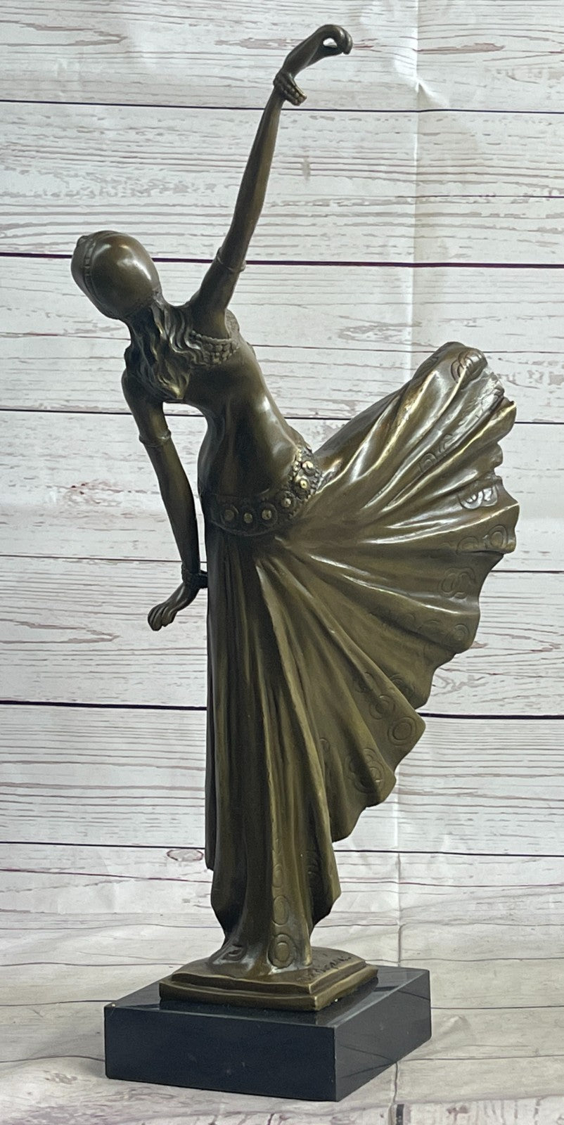 BRONZE SCULPTURE AFTER CHIPARUS CHORUS DANCER SIGNED ART DECOR FIGURINE FIGURE