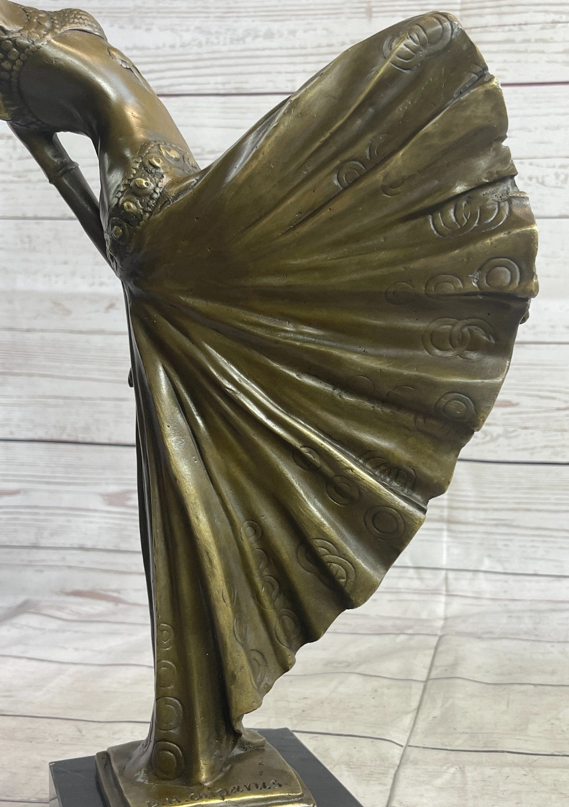 BRONZE SCULPTURE AFTER CHIPARUS CHORUS DANCER SIGNED ART DECOR FIGURINE FIGURE