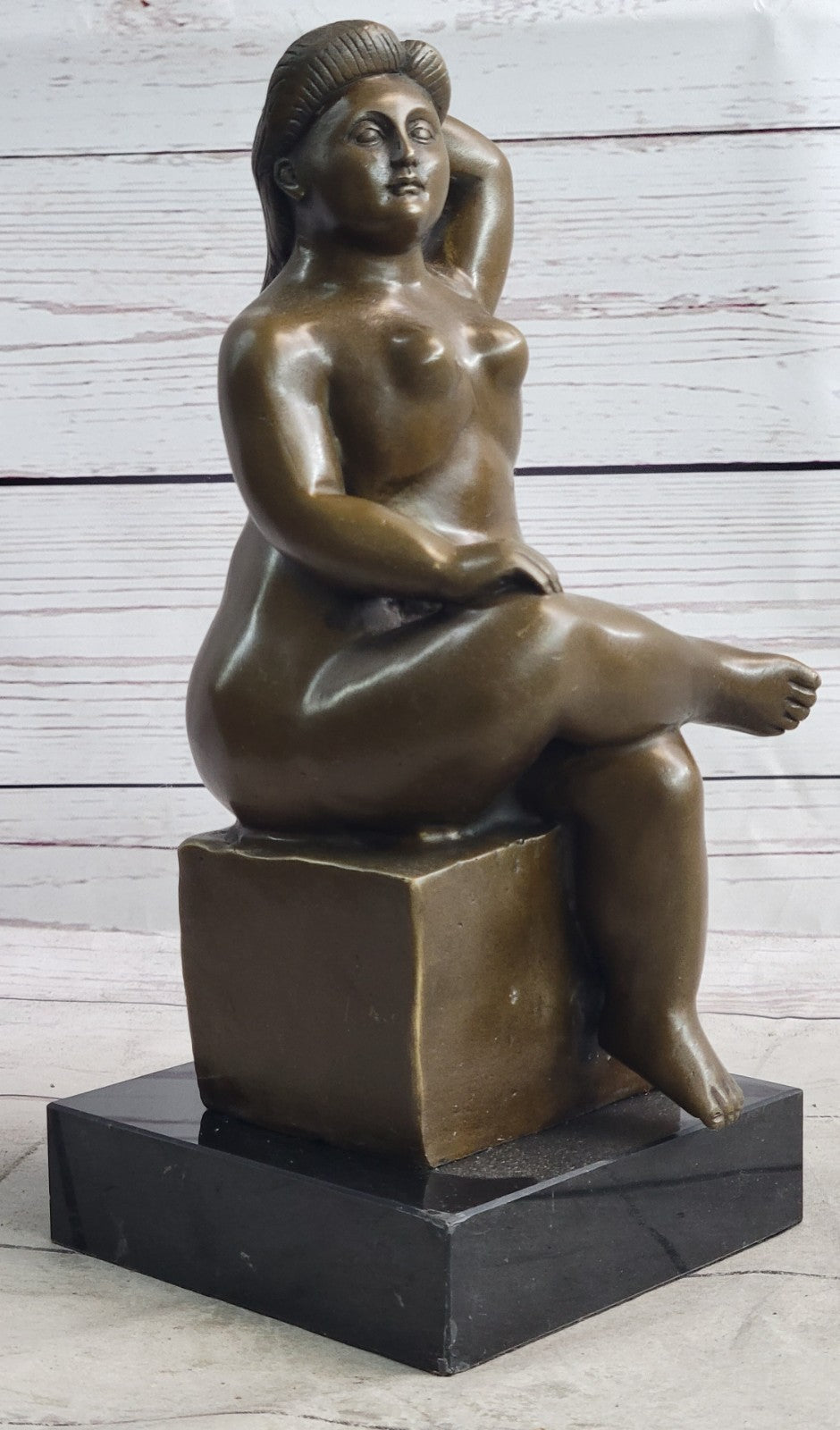 Hot Abstract Sexy Girl Tribute to Botero Style Bronze Sculpture Home Nude Décor