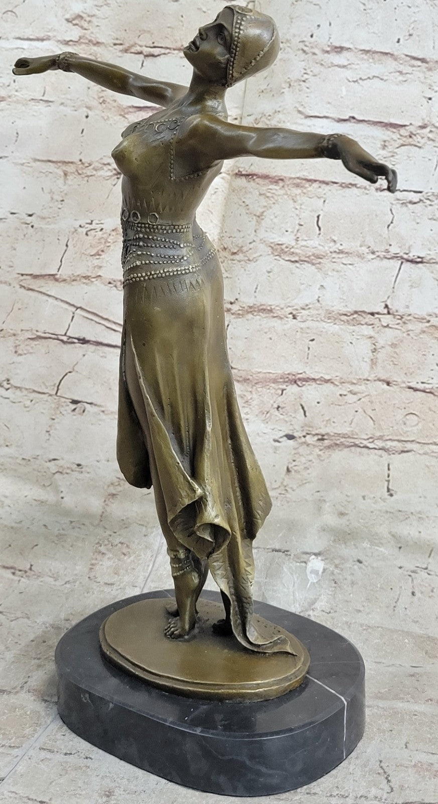 SIGNED D.H Chiparus, bronze art deco dancer sculpture Nouveau Marble Figurine