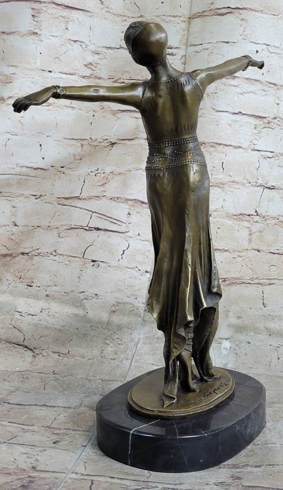 SIGNED D.H Chiparus, bronze art deco dancer sculpture Nouveau Marble Figurine