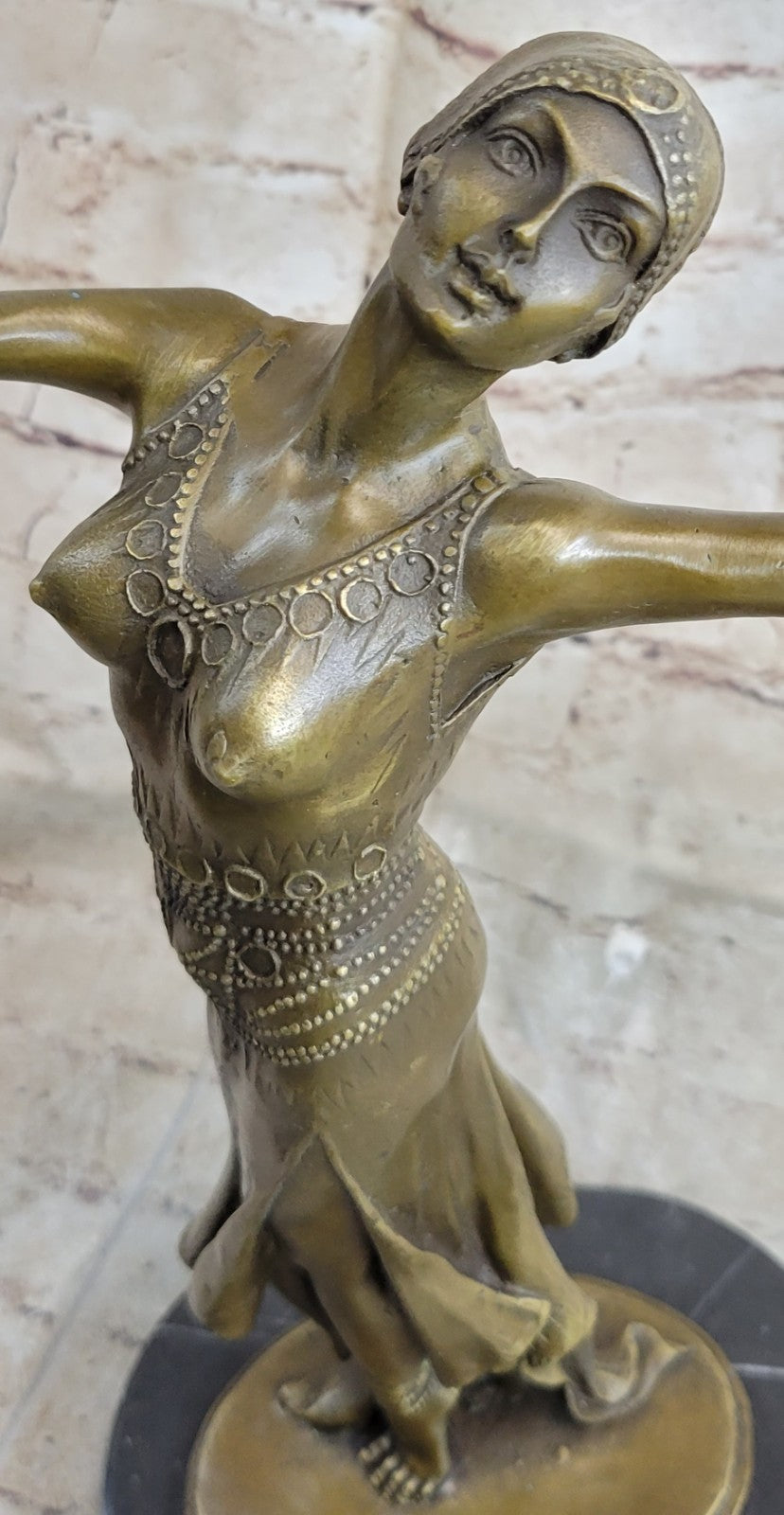 SIGNED D.H Chiparus, bronze art deco dancer sculpture Nouveau Marble Figurine