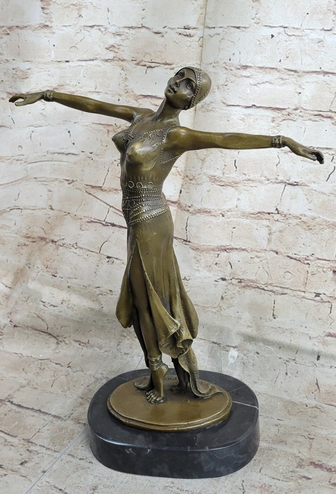 SIGNED D.H Chiparus, bronze art deco dancer sculpture Nouveau Marble Figurine