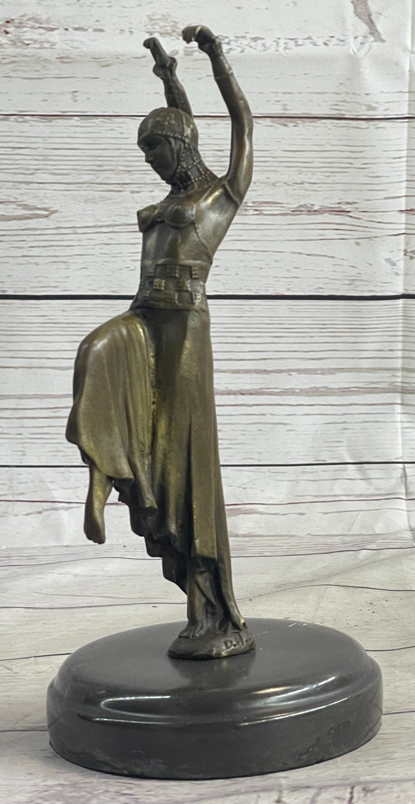 Handcrafted bronze sculpture SALE Chiparus Signed Dancer Tall 10" Deco Art