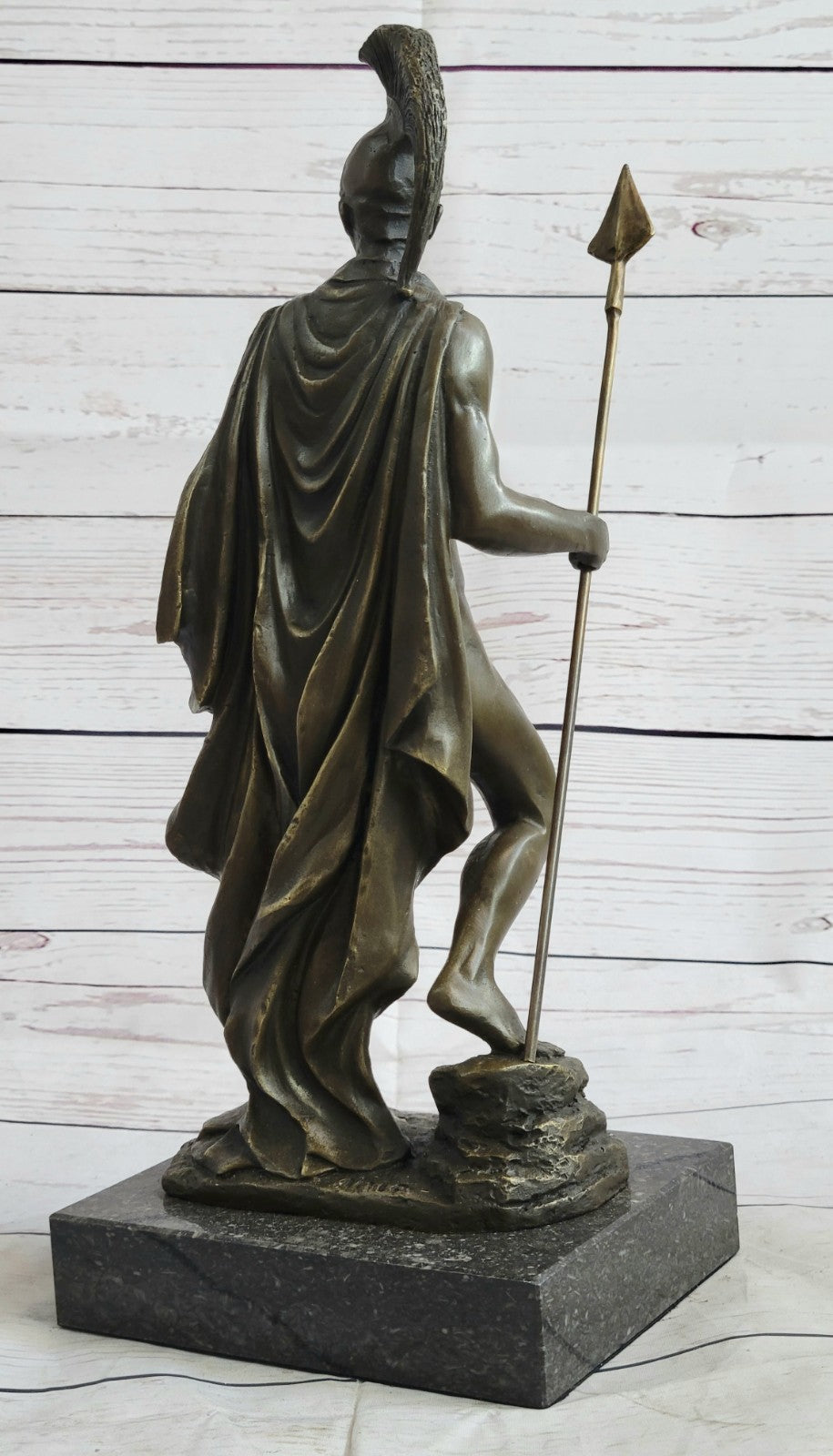 Bronze Statue on Marble Roman Soldier Spartan Warrior sculpture figurine Décor