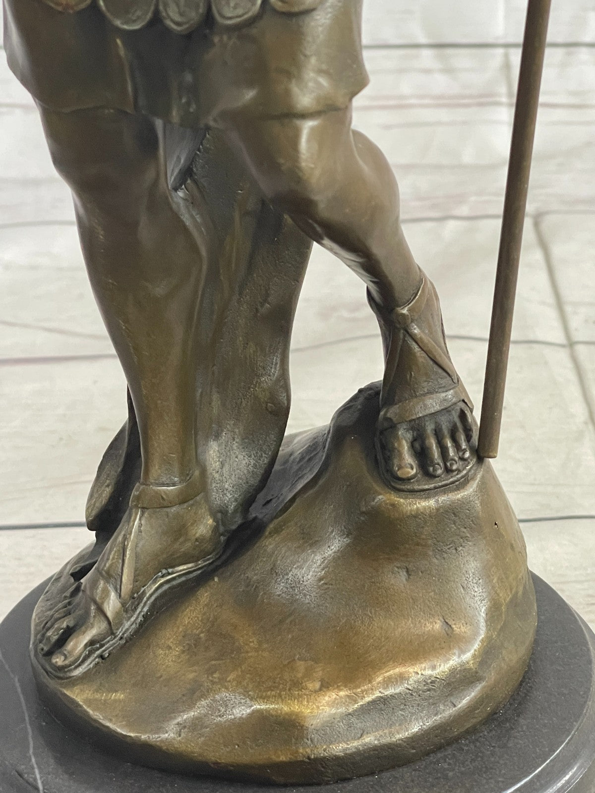 15" Western Art sculpture Pure Bronze Marble Roman Warrior Statue Figurine
