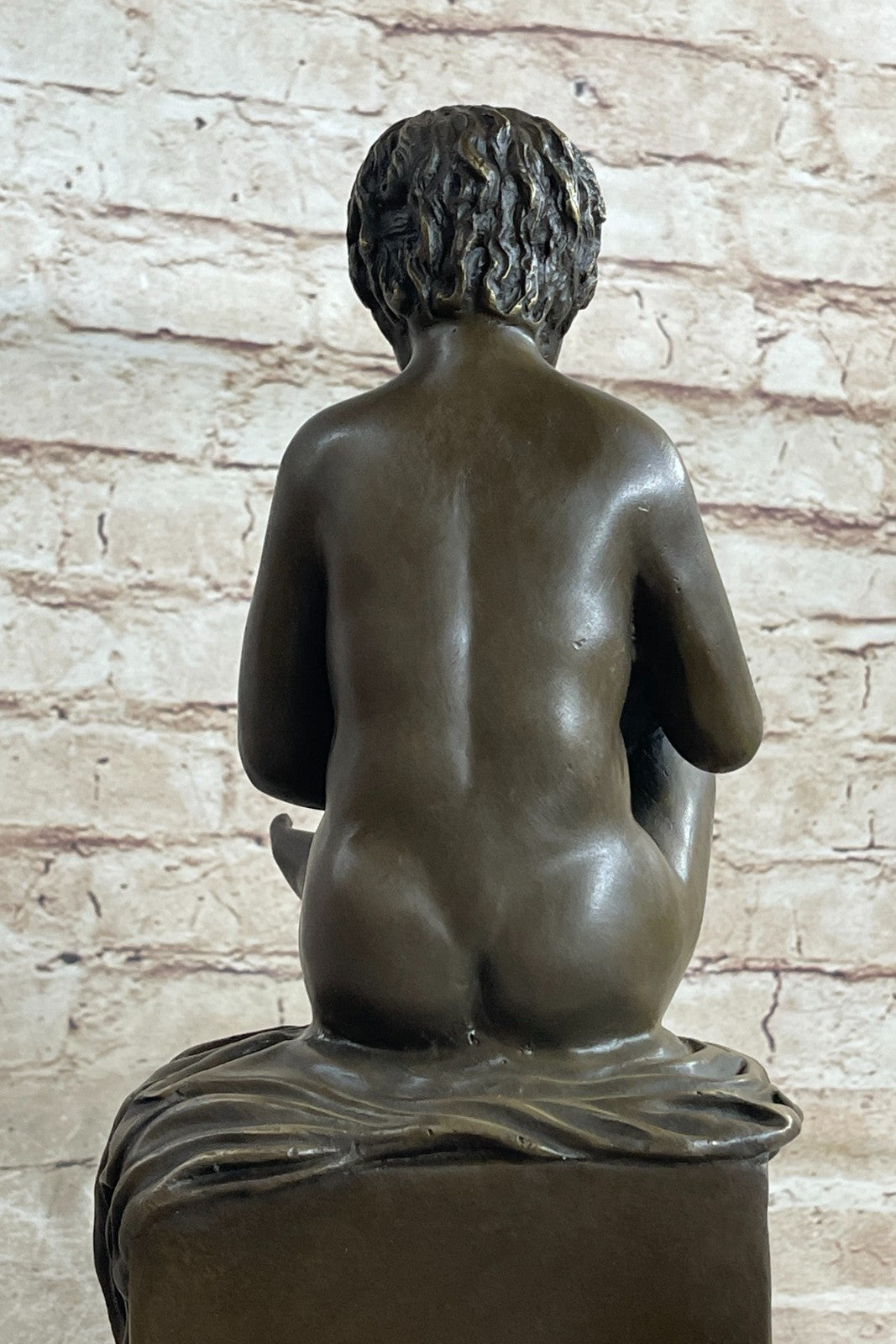 Joy Of Reading Garden 100% Solid Sculpture, Nude Boy and Book Home Decoration