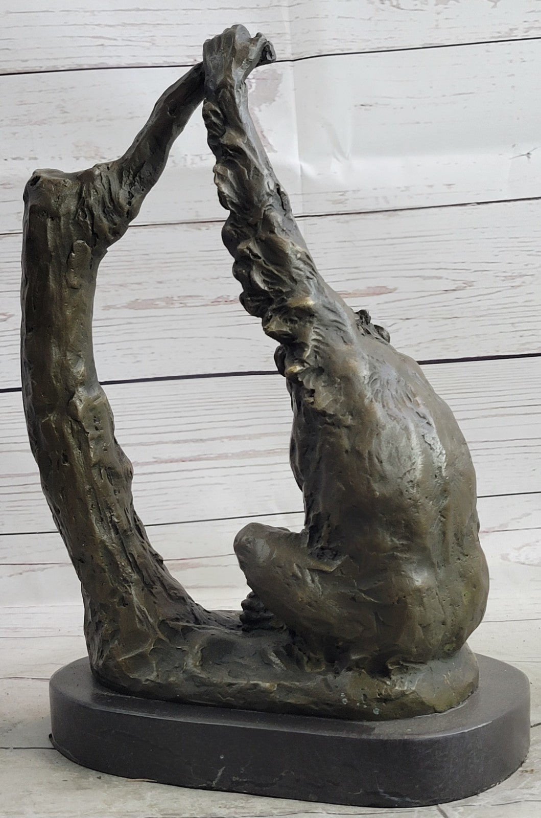 Vintage Heavy & Large Cast Brass Bronze Statue Figurine Monkey Sculpture 15 LBS