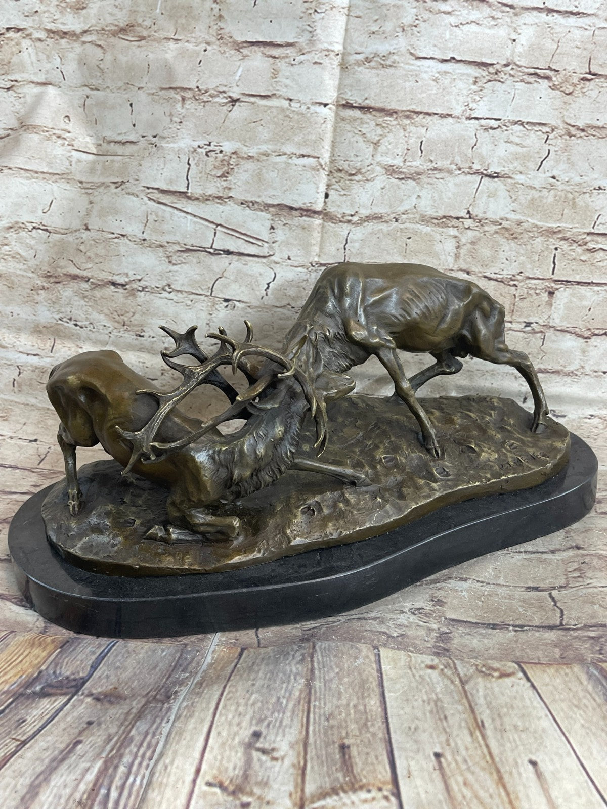 Bronze Marble Statue Elk Deer Stag Ranch Hunting Lodge Hot Cast Hand Made Figure