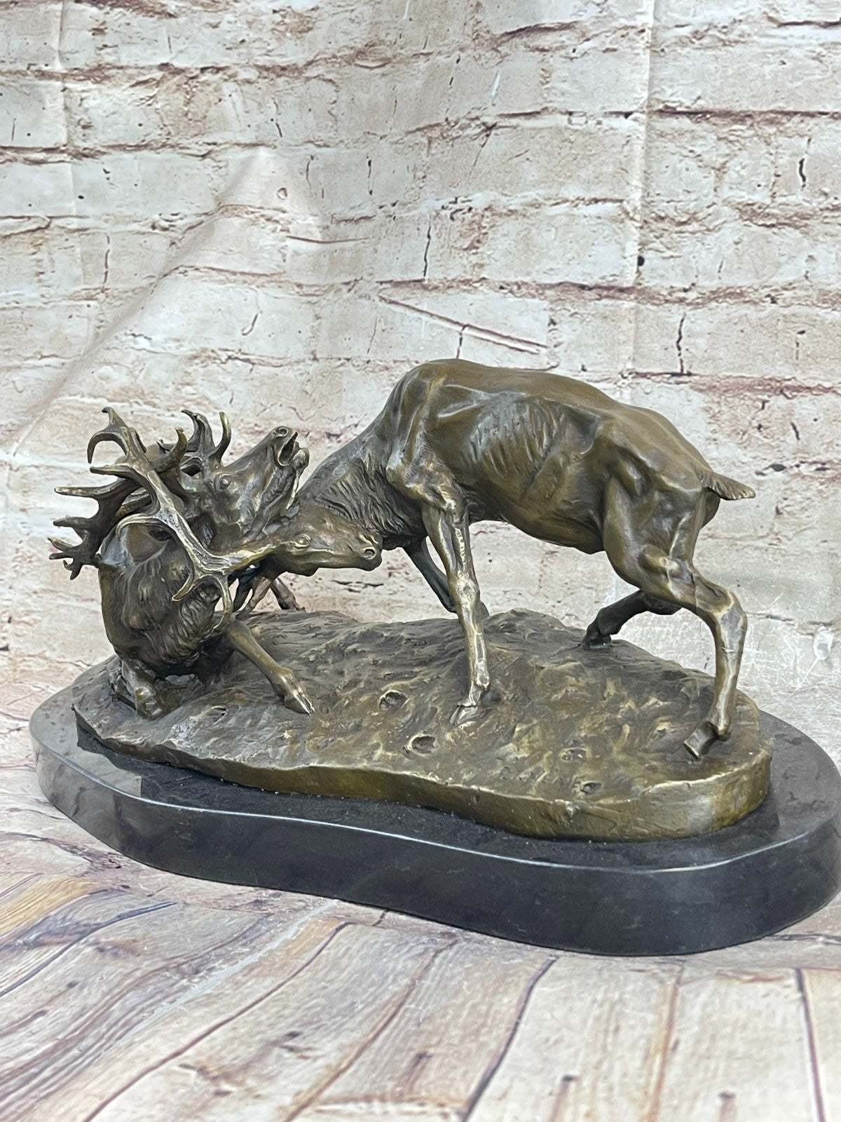 Bronze Marble Statue Elk Deer Stag Ranch Hunting Lodge Hot Cast Hand Made Figure