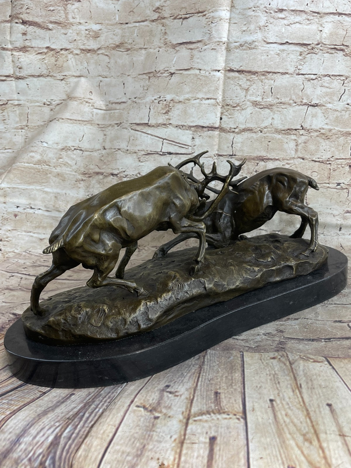 Bronze Marble Statue Elk Deer Stag Ranch Hunting Lodge Hot Cast Hand Made Figure