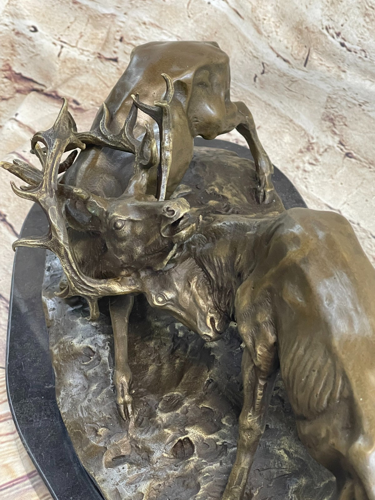 Bronze Marble Statue Elk Deer Stag Ranch Hunting Lodge Hot Cast Hand Made Figure