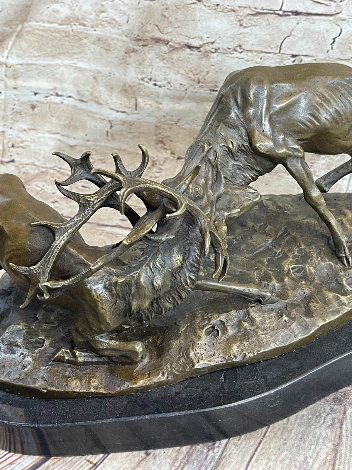Bronze Marble Statue Elk Deer Stag Ranch Hunting Lodge Hot Cast Hand Made Figure