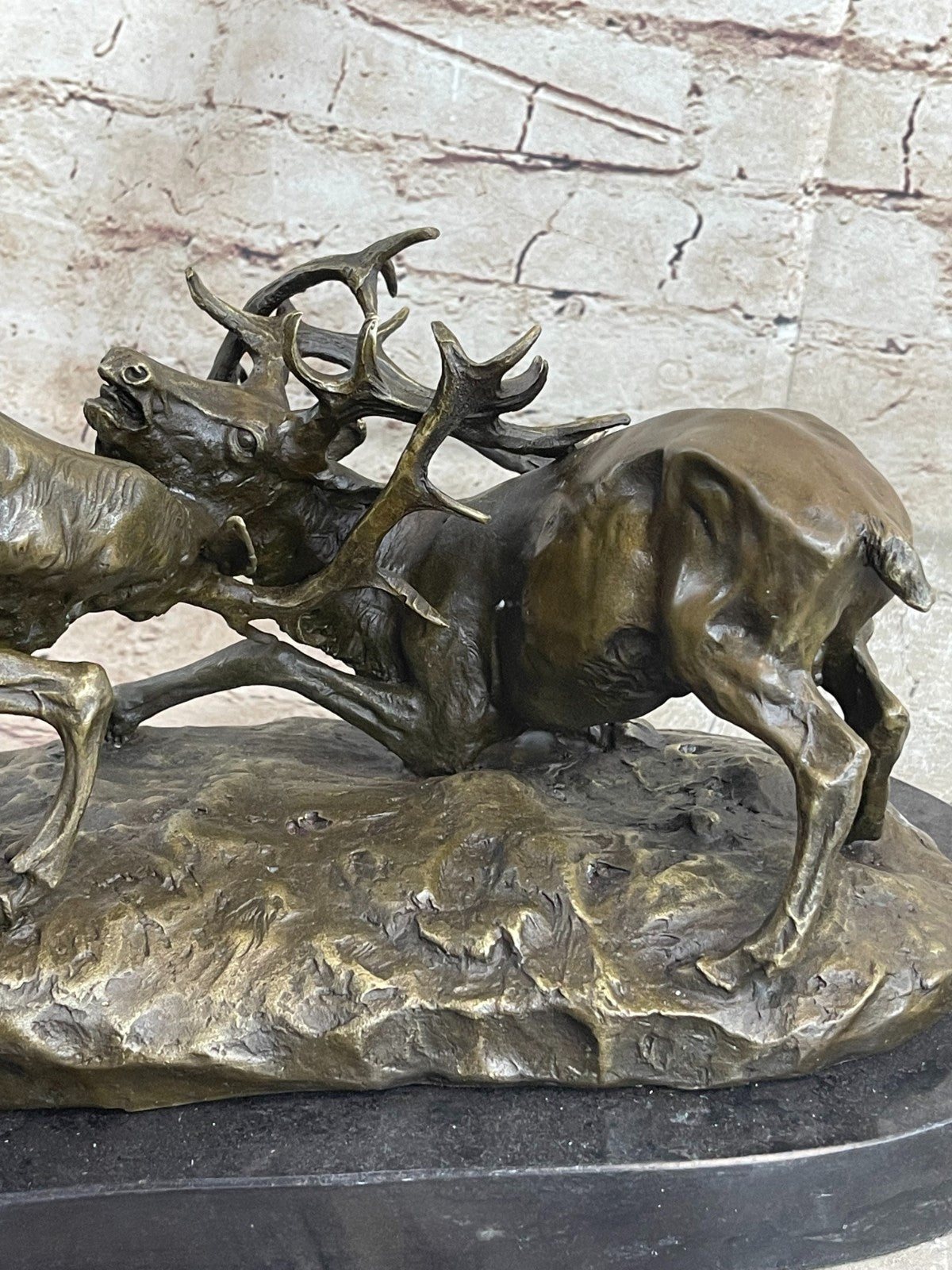 Bronze Marble Statue Elk Deer Stag Ranch Hunting Lodge Hot Cast Hand Made Figure
