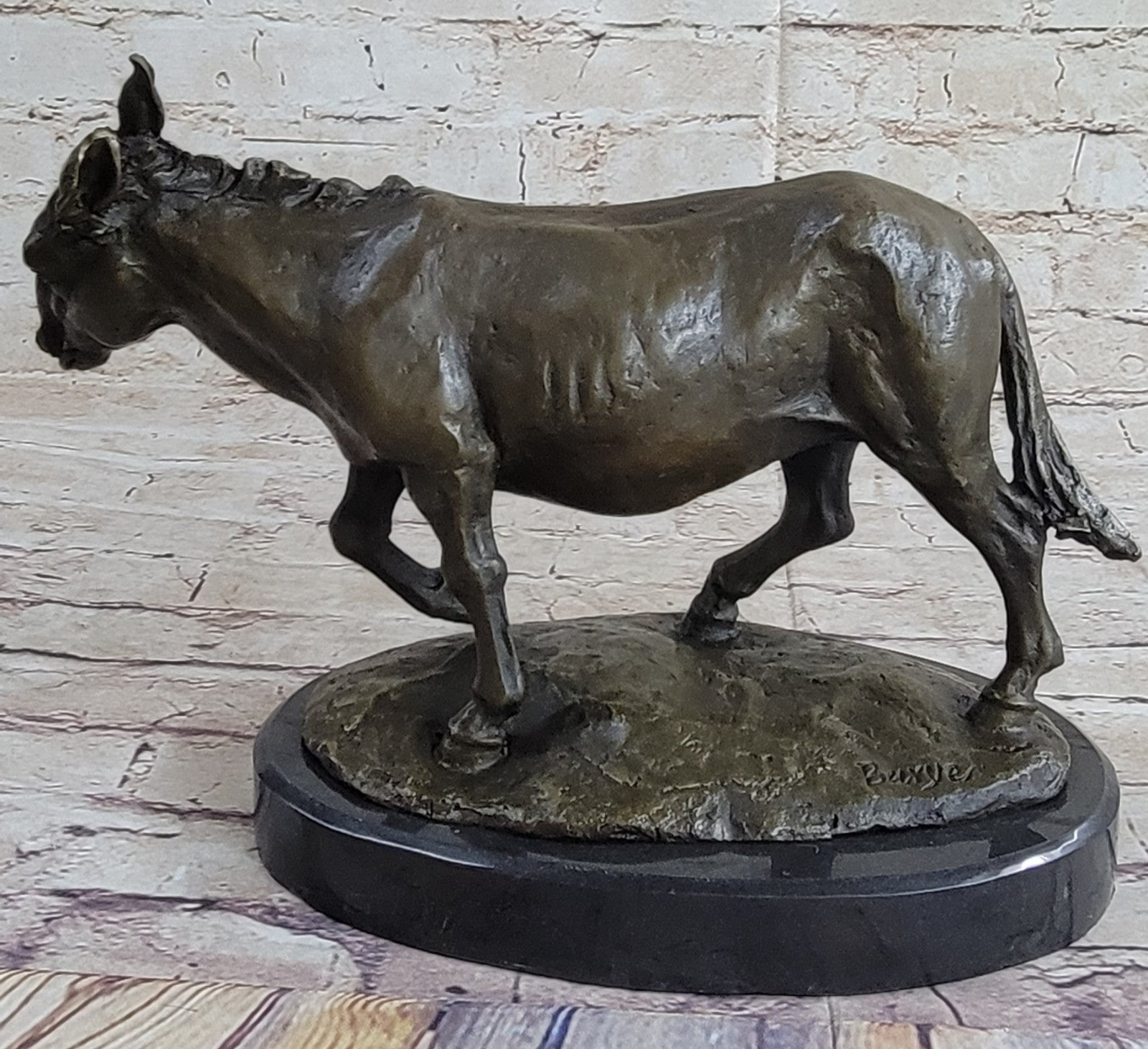 Handcrafted bronze sculpture SALE Farm Scene Nativity Burro Donkey Mini Marble