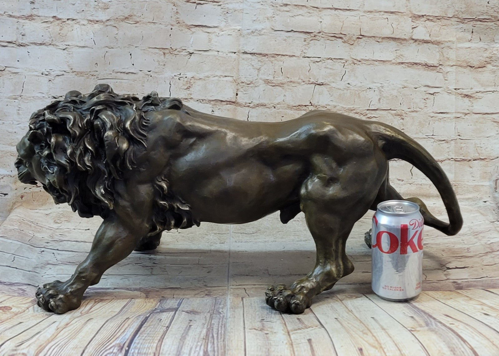 Guardian Lion Bronze Metal Detailed Artwork  Barye Sculpture Statue Figurative Art