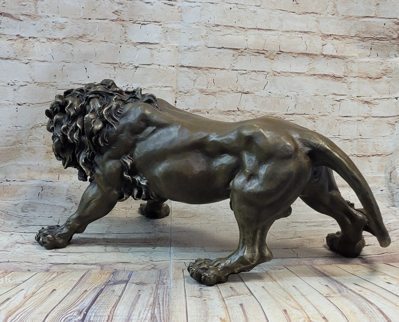 Guardian Lion Bronze Metal Detailed Artwork  Barye Sculpture Statue Figurative Art