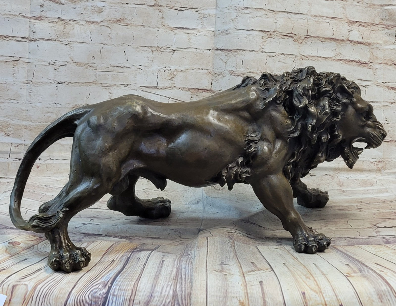 Guardian Lion Bronze Metal Detailed Artwork  Barye Sculpture Statue Figurative Art