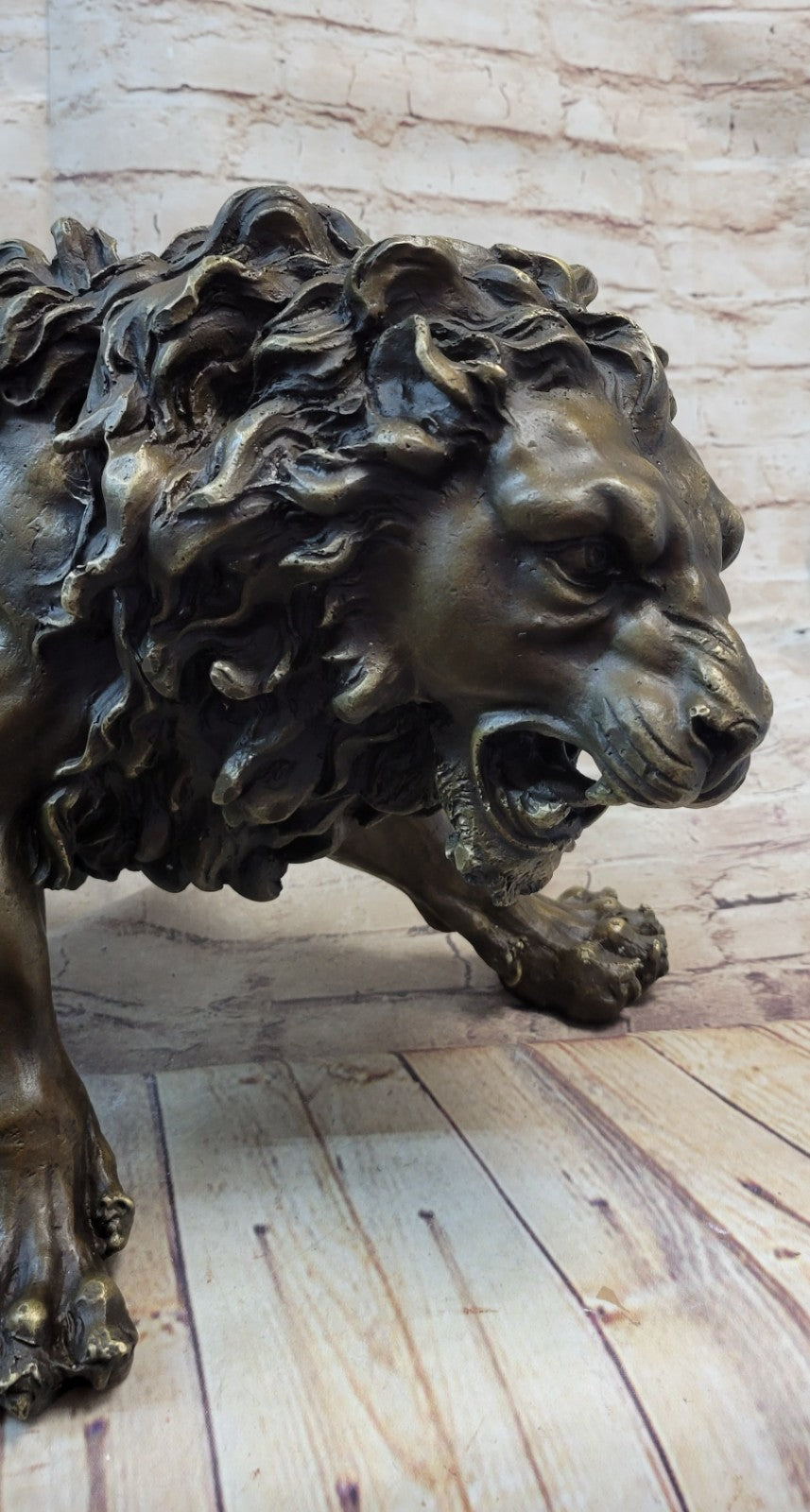 Guardian Lion Bronze Metal Detailed Artwork  Barye Sculpture Statue Figurative Art