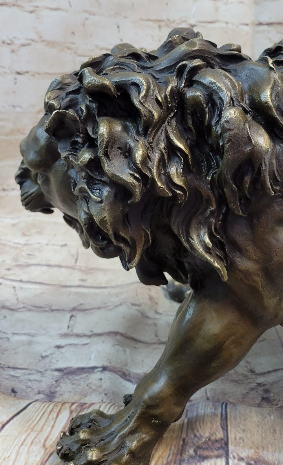 Guardian Lion Bronze Metal Detailed Artwork  Barye Sculpture Statue Figurative Art