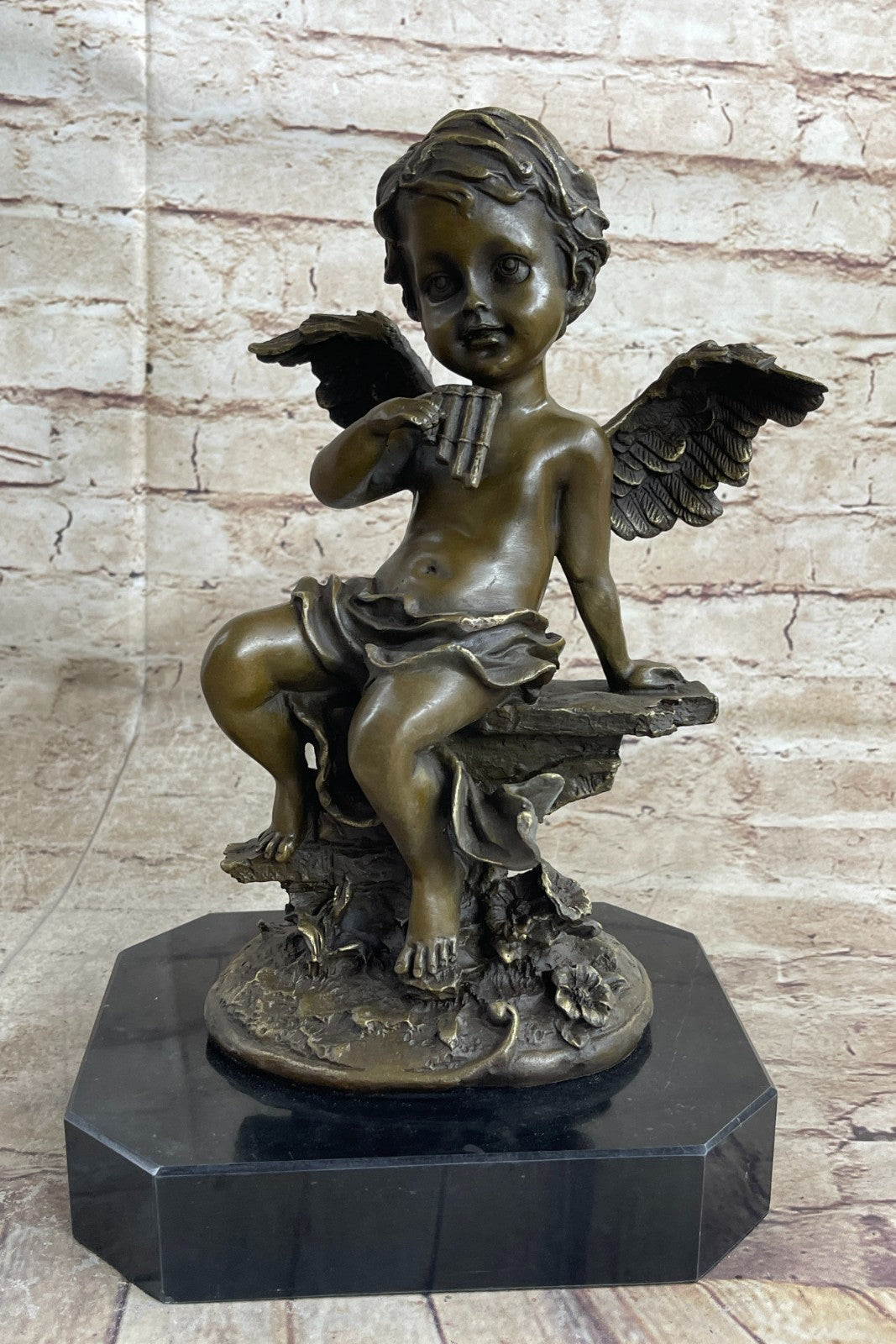 Cast Bronze Statue of a Cherub Angel Signed by Augustine Moreau Artwork