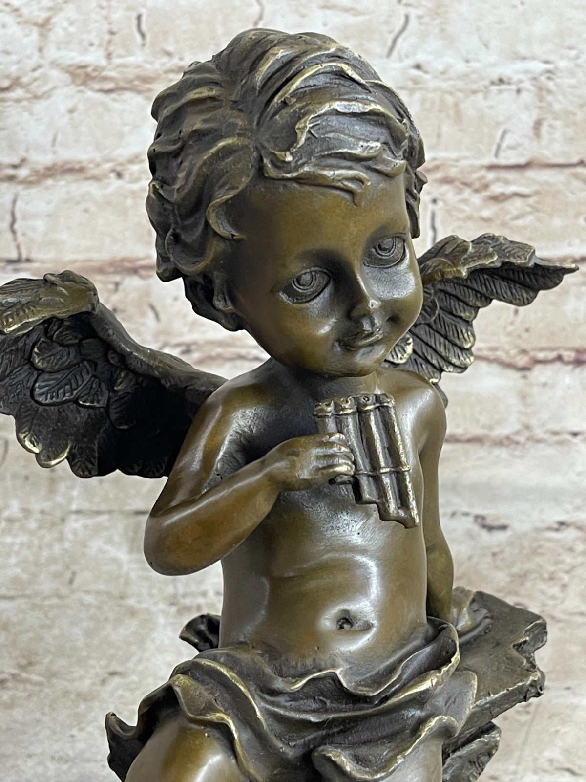 Cast Bronze Statue of a Cherub Angel Signed by Augustine Moreau Artwork
